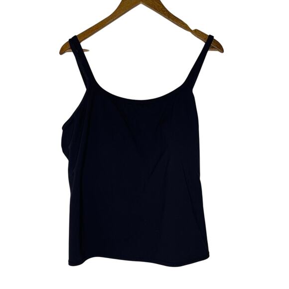Lands’ End 20W Plus Black Tankini Top Swim Adjustable Stretch Shelf Bra Swimwear - Picture 1 of 3